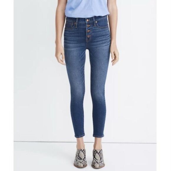 Madewell Mid‎ Rise Skinny Crop Jeans in dewey wash, size 25, AJ173 - Picture 1 of 16